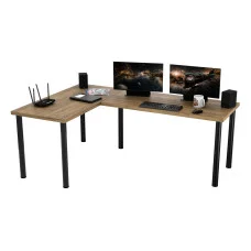 Corner two-sided computer desk, craft oak